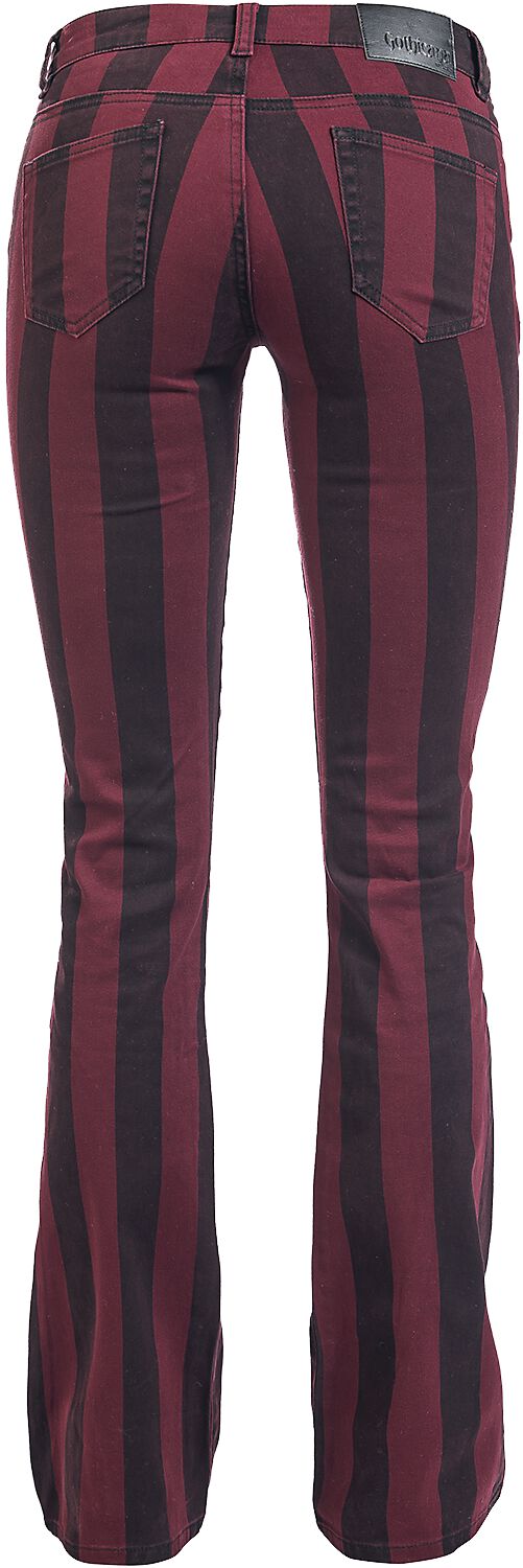 Red And Black Striped Trousers Grace - Black/Red Striped Trousers | Gothicana by EMP Cloth Trousers | EMP
