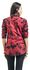 Red Long-Sleeve Shirt with Batik Pattern
