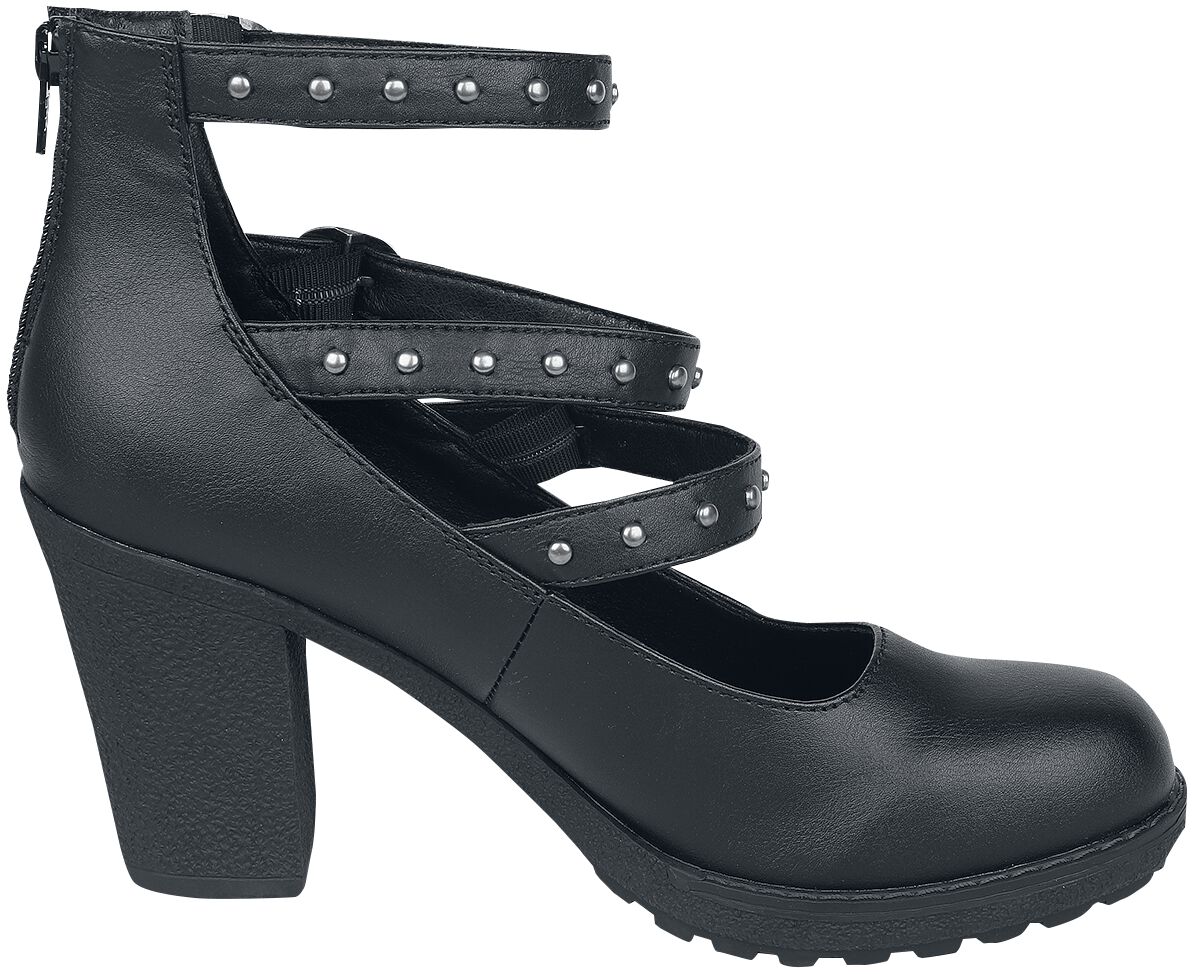 Denim and  Metal Rivet High Heels
