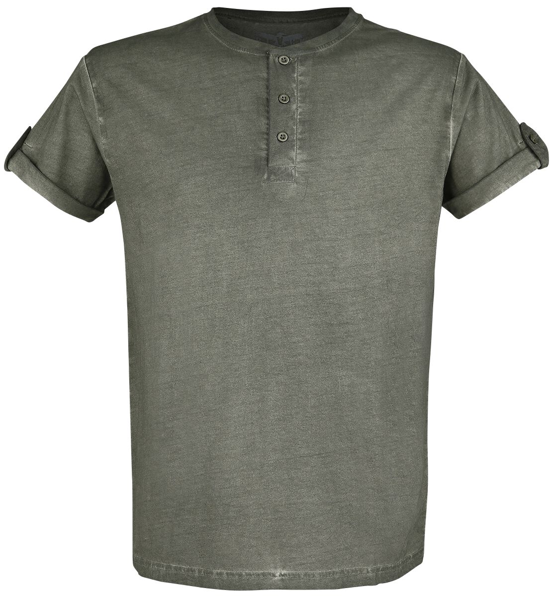 Green T-shirt with Buttons and Turn-up Sleeves | Black Premium by EMP T ...