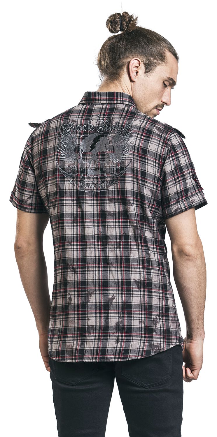Rock Rebel By EMP Hombre Camiseta Gris Con Cuello De Pico Y