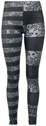 Black/Grey Leggings with All-over Print