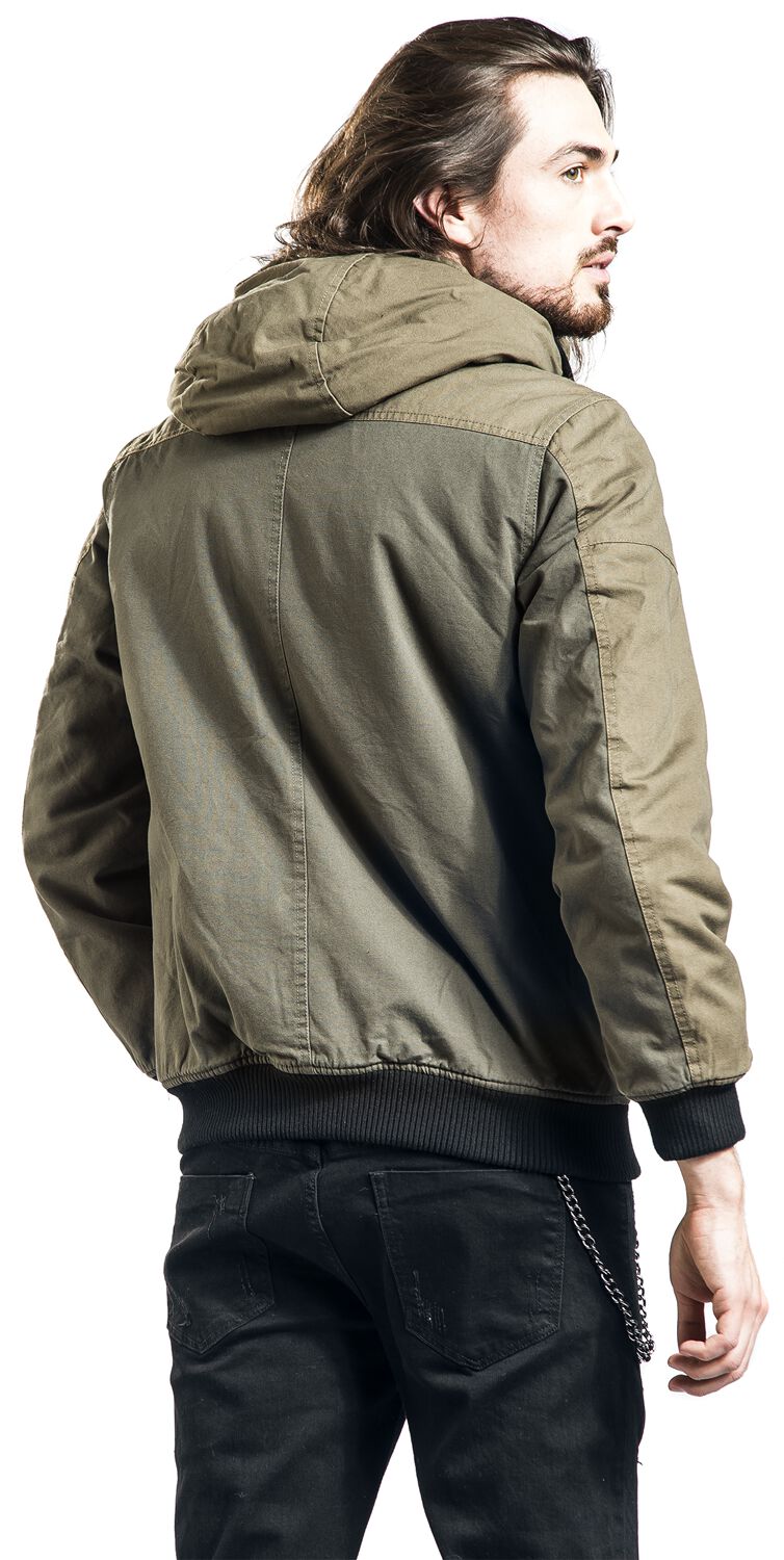 Olive Winter Jacket with Pockets Black Premium by EMP Winter Jacket EMP