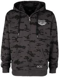 Camouflage zip hoodie with large back print, Rock Rebel by EMP, Hooded zip