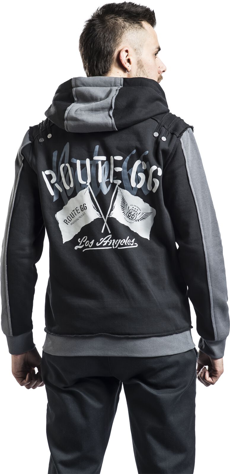 Rock Rebel by EMP Donna Leggings Neri con Stampe, Tagli e Inserti in Similpelle S