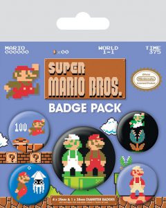super mario bros badge set